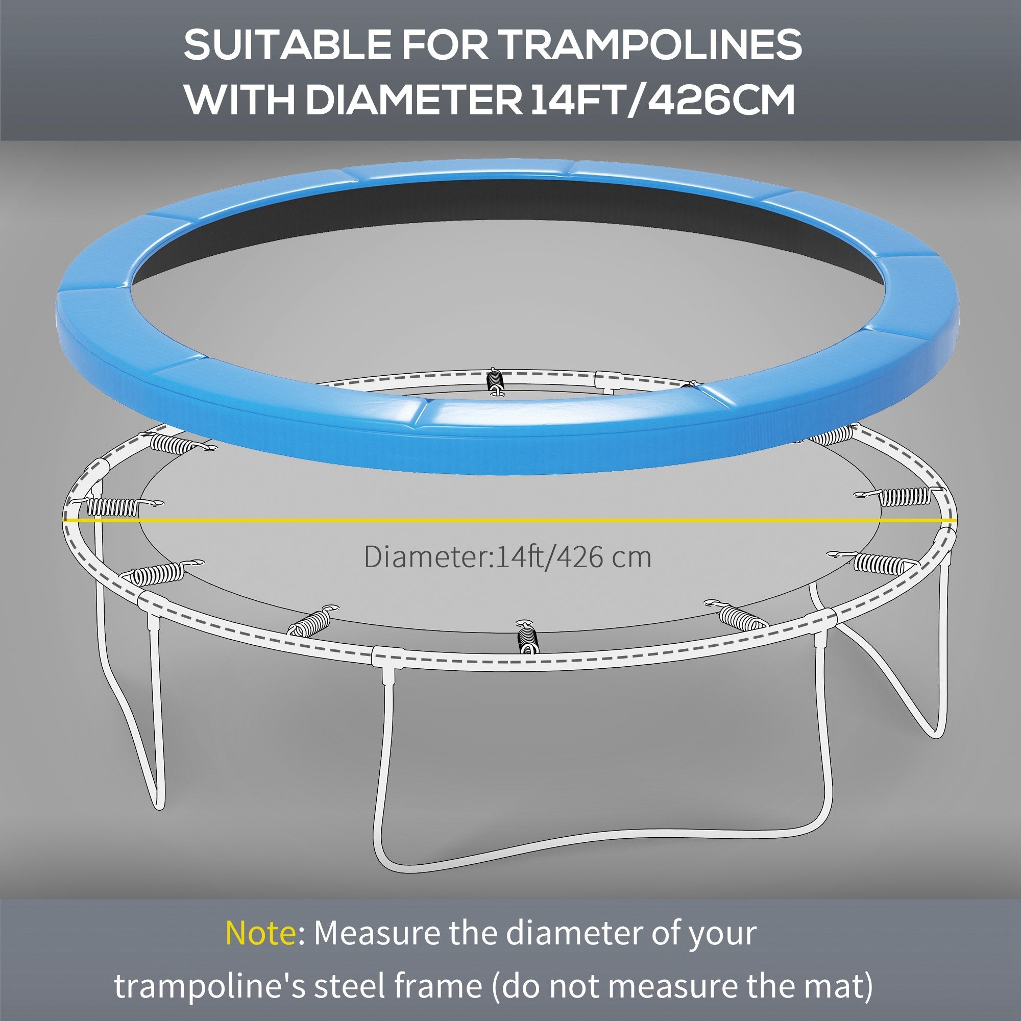 Soozier 14ft Trampoline Safety Pad Replacement Bounce Mat Cover Jump Exercise Fitness Accessory Light Blue