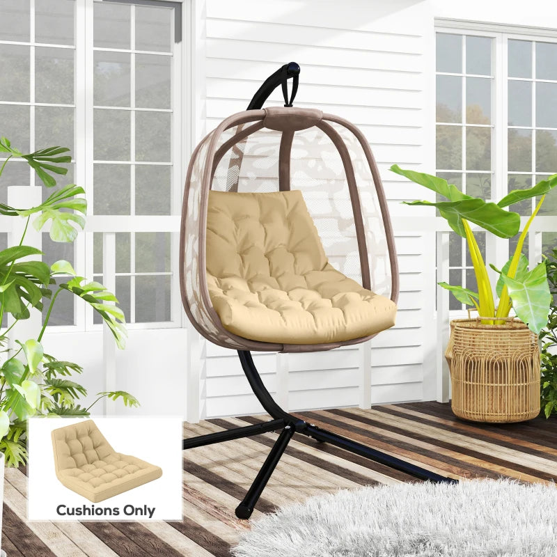 Outdoor Swing Cushion, Tufted Patio Cushion Replacement for Garden Chair Egg Chair, Indoor Outdoor Seat Cushion, Beige