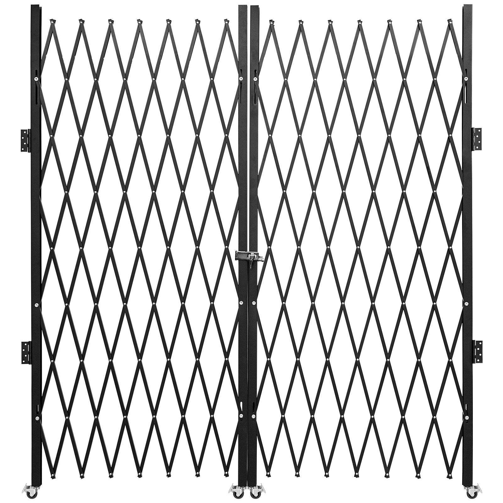 Double Folding Security Gate, 5.1 H X 10.2 W Folding Door Gate, Steel Accordion Security Gate, Flexible Expanding Security Gate, 360 Rolling Barricade Gate, Scissor Gate Or Door With Keys