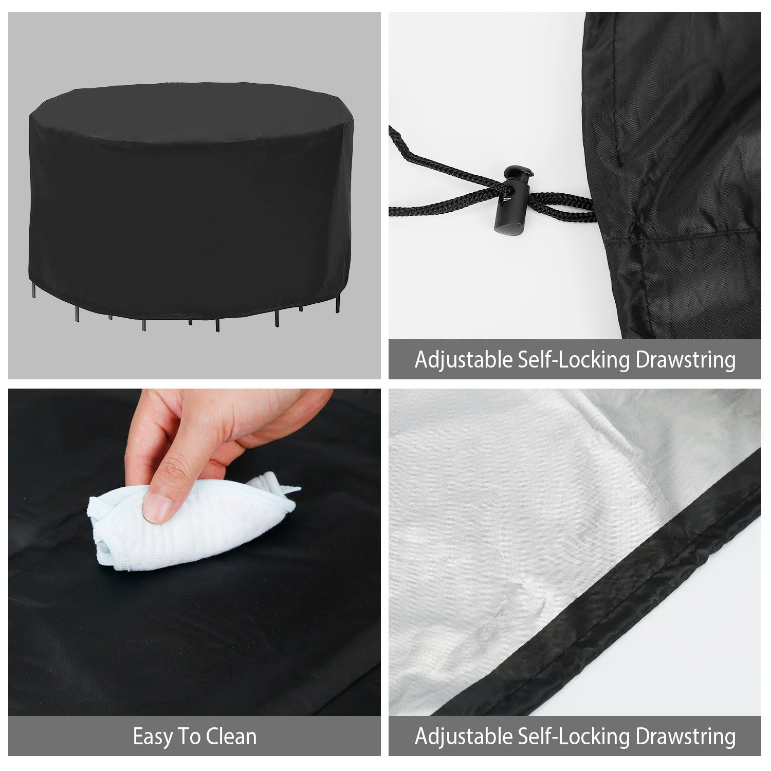 91x43in Circular Table Cover 6-Seat UV Water Resistant Outdoor Furniture Protector For Small Round Table Chairs Set