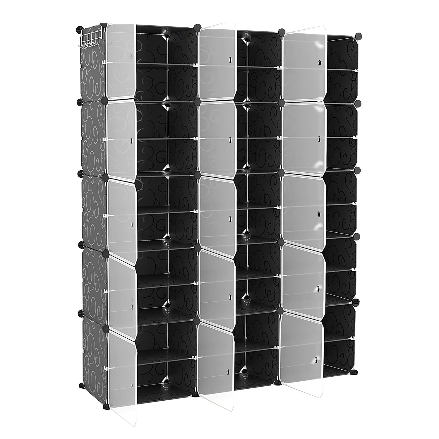 10-Tier 3-Row Shoe Rack Organizer Stackable Free Standing Shoe Storage Shelf Plastic Shoe Cabinet Tower with Transparent Doors for Heels Boots Slipper