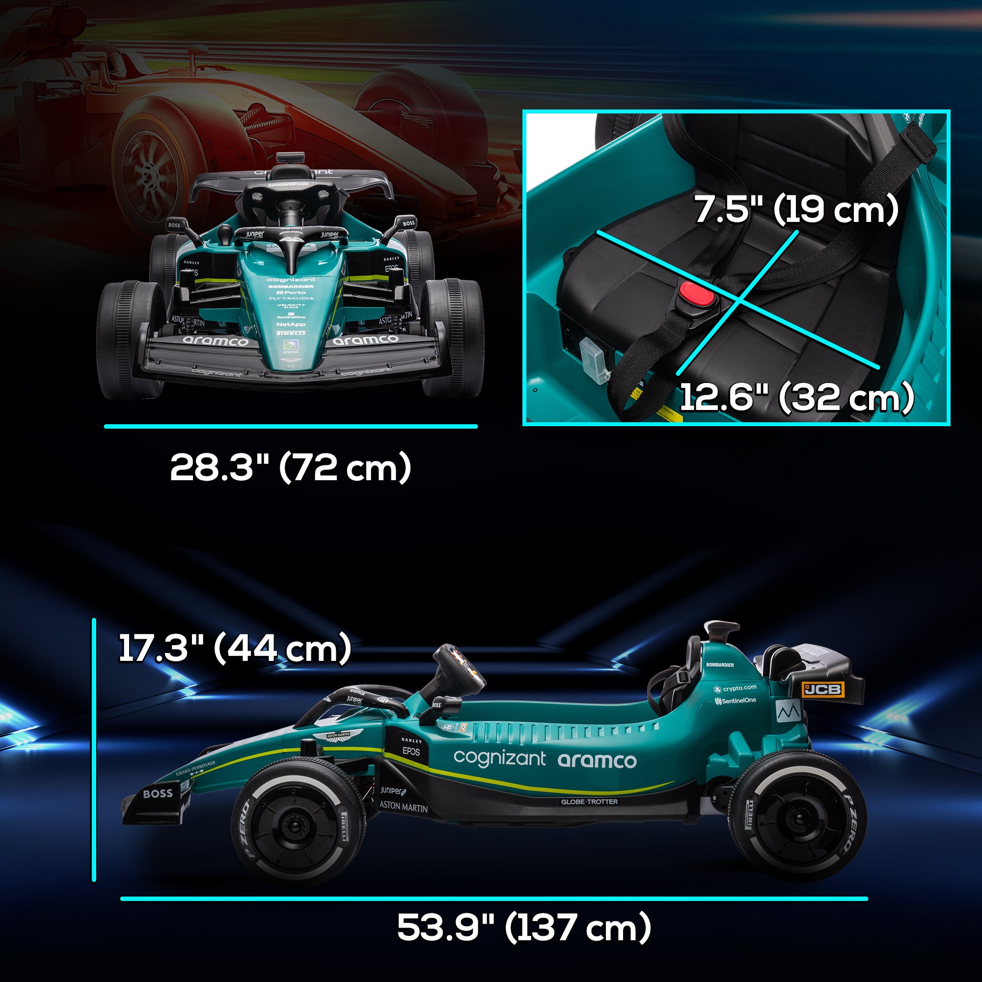 Qaba 12V Electric Go Kart, Kids Ride on Car with 4 Shock-Absorbing Wheels, Remote Control, Lights, Green