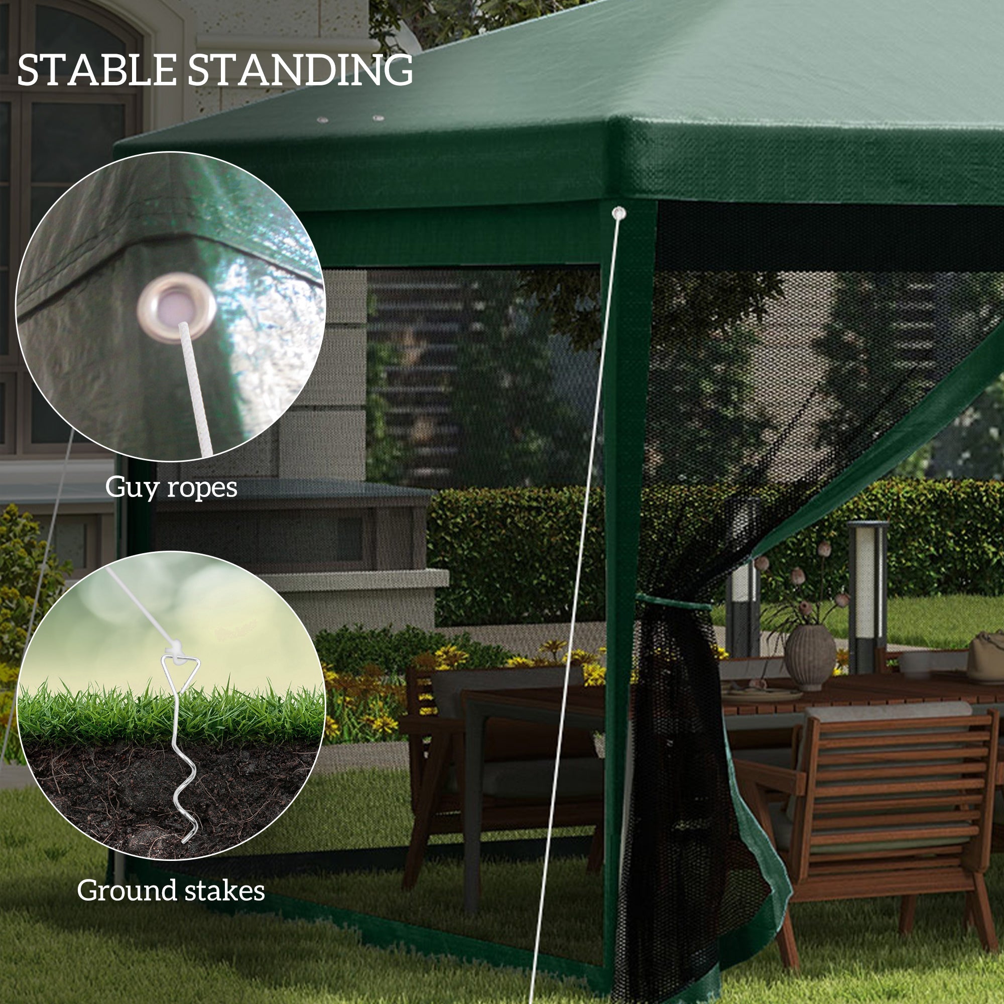 Outsunny 19'x9' Party Tent Gazebo Canopy Garden Sun Shade for Outdoor Event with Removable Mosquito Mesh Netting, Green