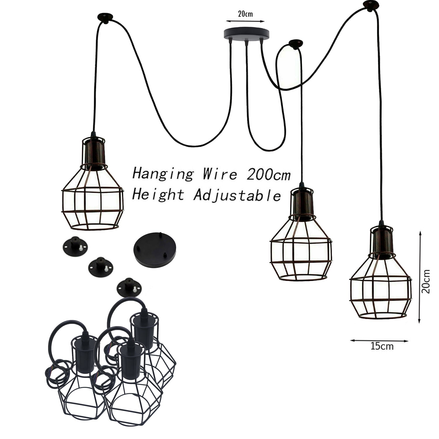 Industrial Metal Black color Spider Pendant Chandelier~1562