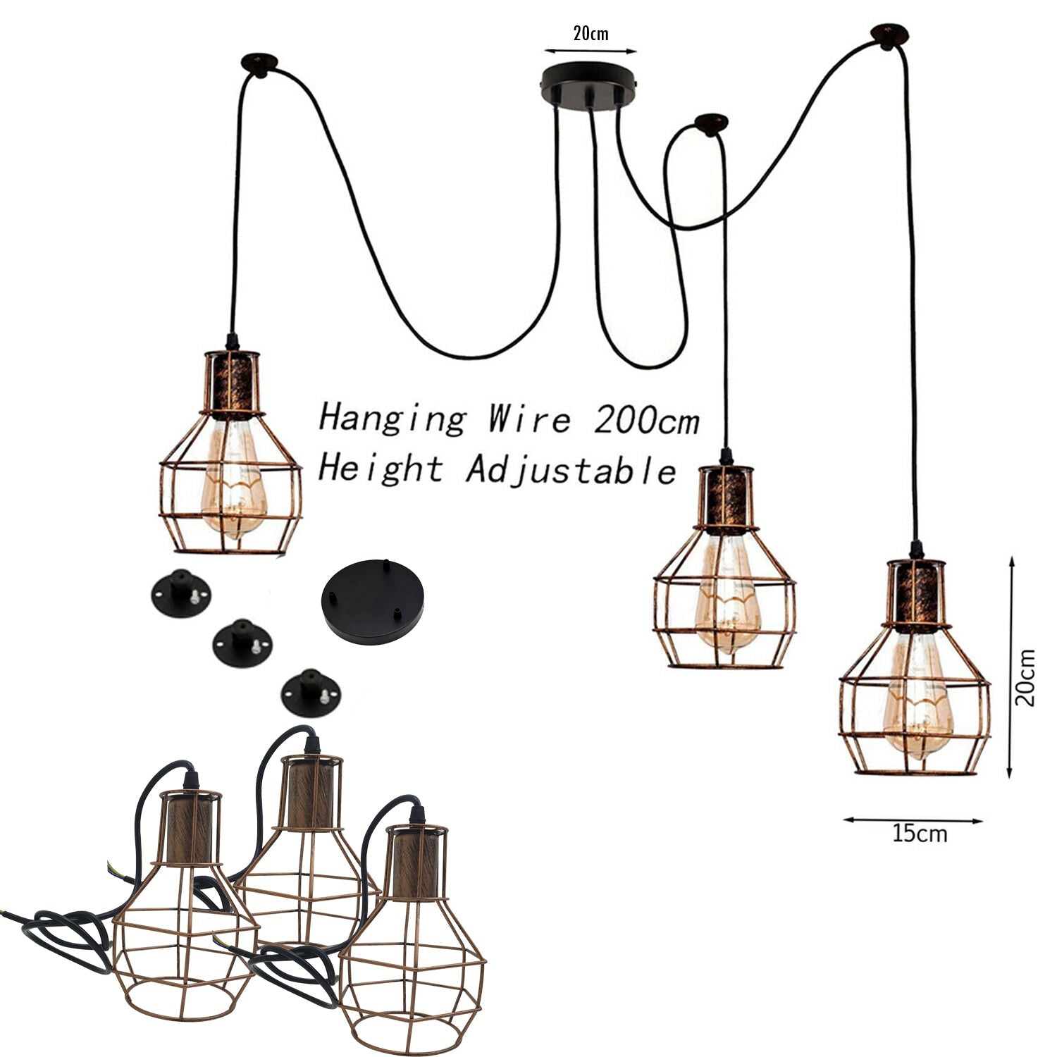 Industrial Metal Black color Spider Pendant Chandelier~1562