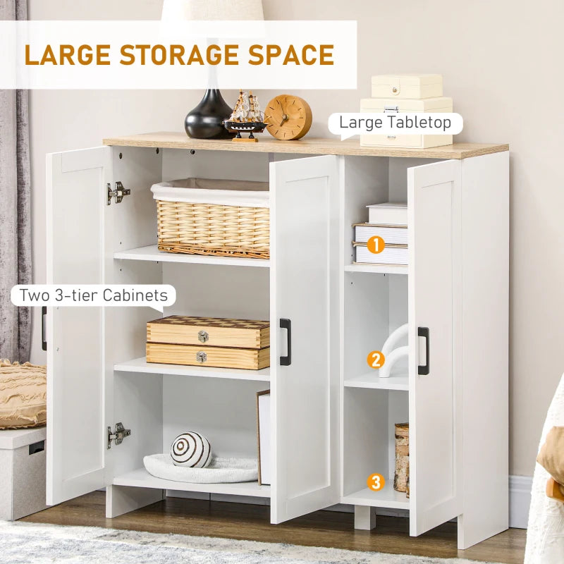 Modern Sideboard Cabinet with Adjustable Shelves, 3 Doors for Modern Kitchen & Dining Room, Ideal for Homeowners, White
