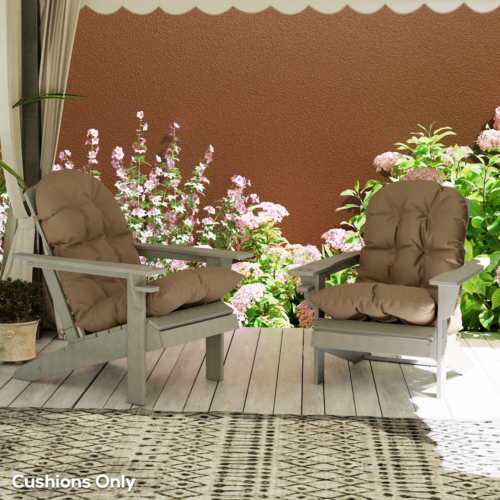 Outsunny Adirondack Chair Cushions Set of 2 with Ties, Khaki