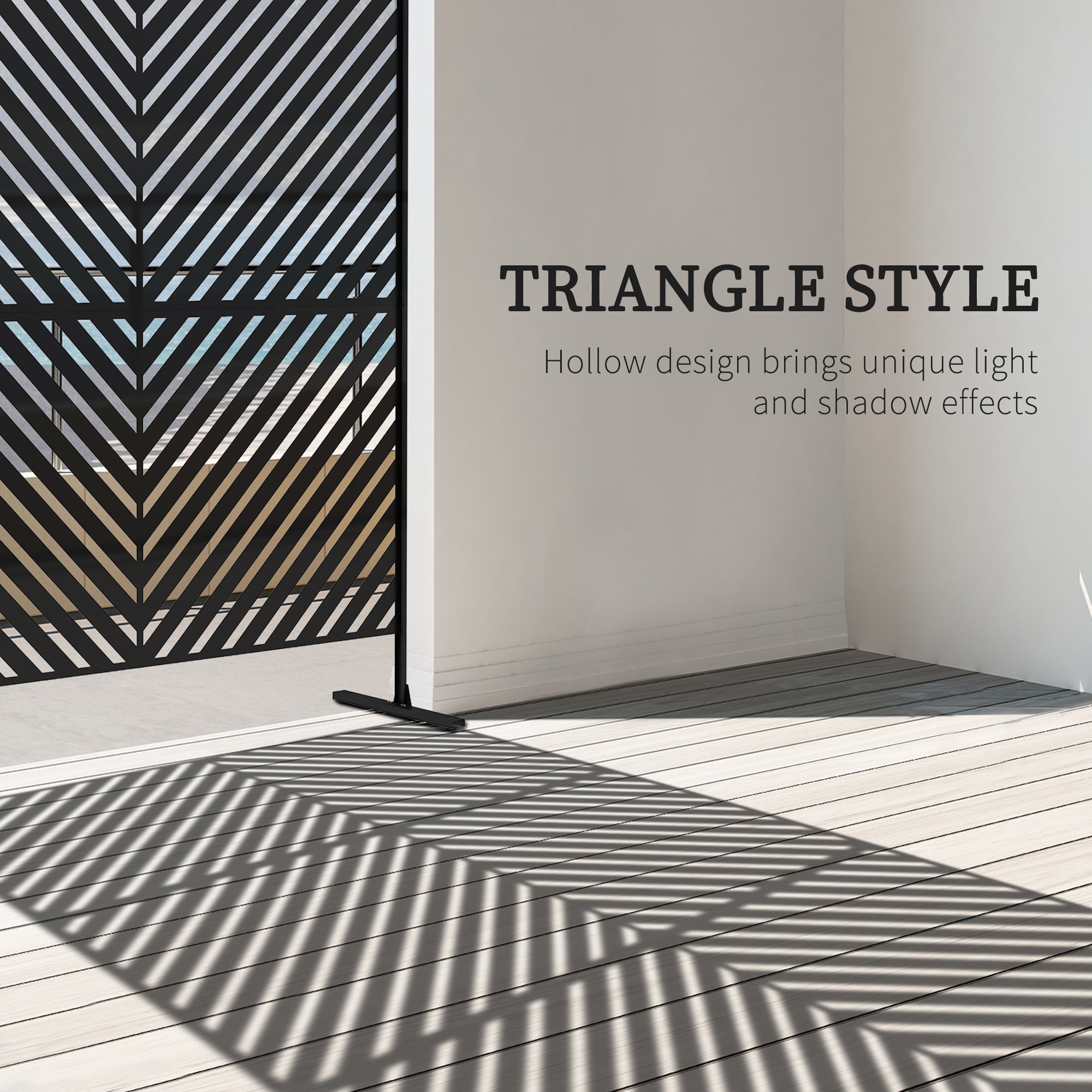 Outsunny 6.5FT Metal Outdoor Privacy Screen Divider with Stand Triangle Design Black