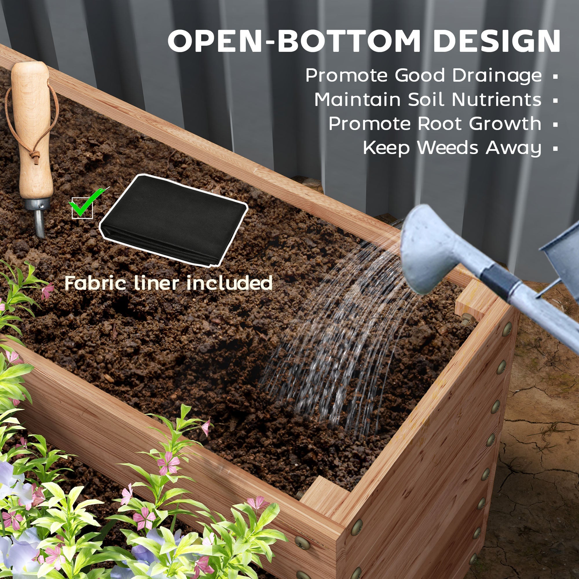 Outsunny 4-Tier Raised Garden Bed, Vertical Wooden Elevated Planter Box Kit with Liner for Vegetable, Flower, Herb, Dark Brown