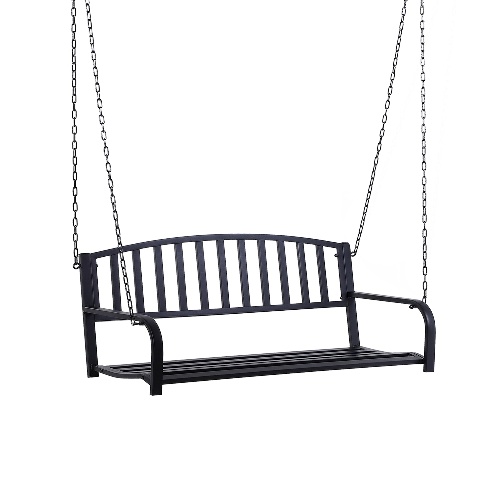 Outsunny 50" Porch Swing Bench Lounger: Outdoor Hanging Glider Chair Steel Frame Black