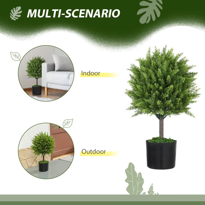 Decorative Artificial Plants, Cedar Topiary Trees in Pots, Fake Plants for Home Indoor outdoor Decor, Green