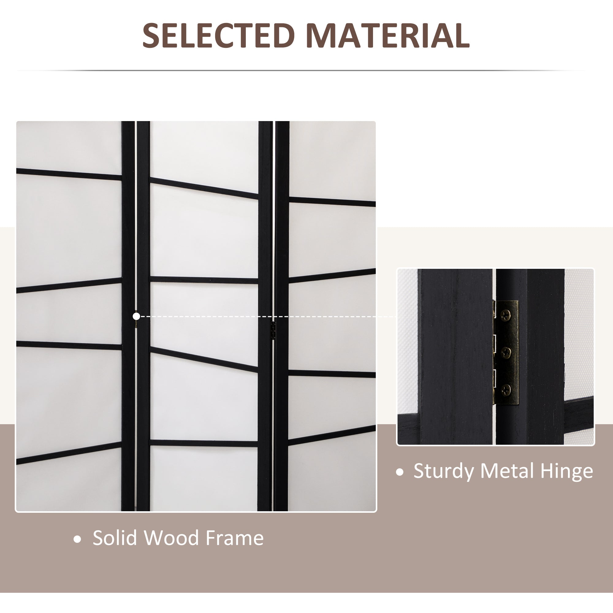HOMCOM 5.6ft Folding Room Partition: 3-Panel Wall Divider with Wood Frame for Bedroom, Home Office, White