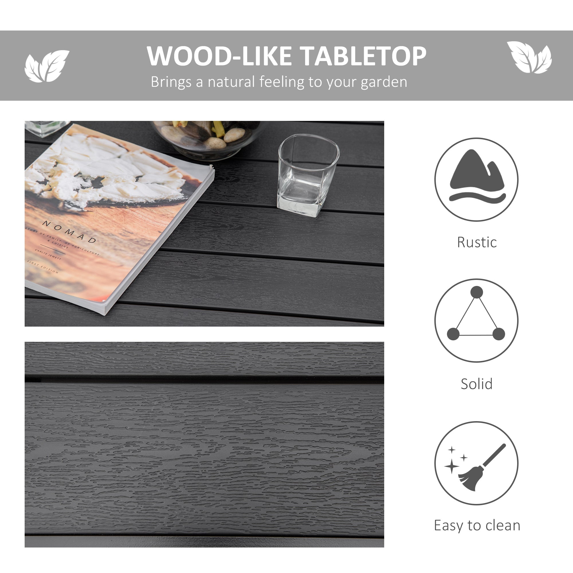 Outsunny Outdoor Dining Table for 4 Square Aluminum Patio Table Garden Lawn Backyard Black