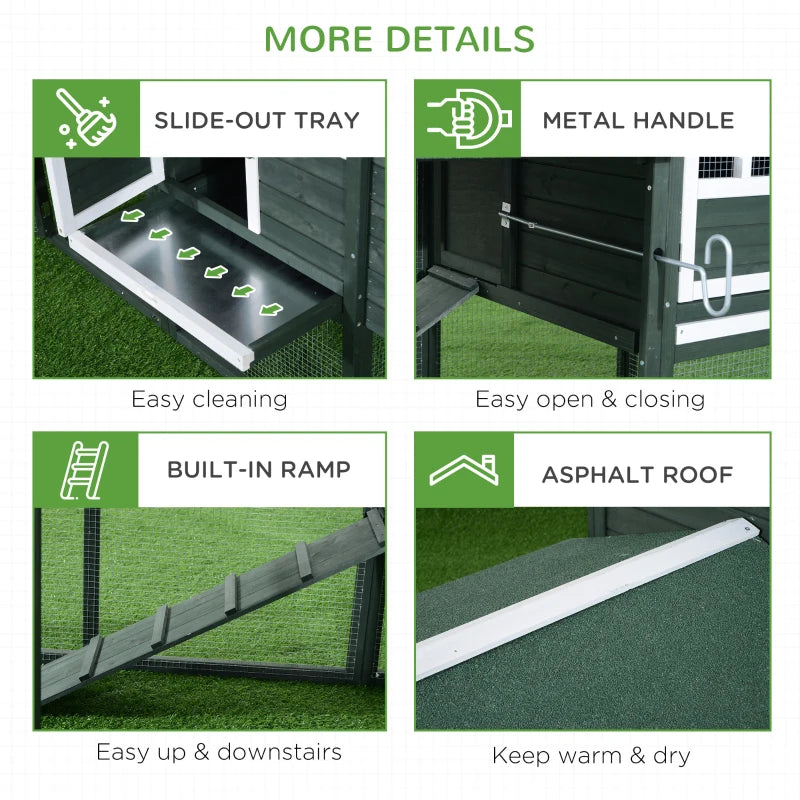 84" Chicken Coop Wooden Hen House Rabbit Hutch Poultry Cage Pen Outdoor Backyard with Nesting Box and Run, Green