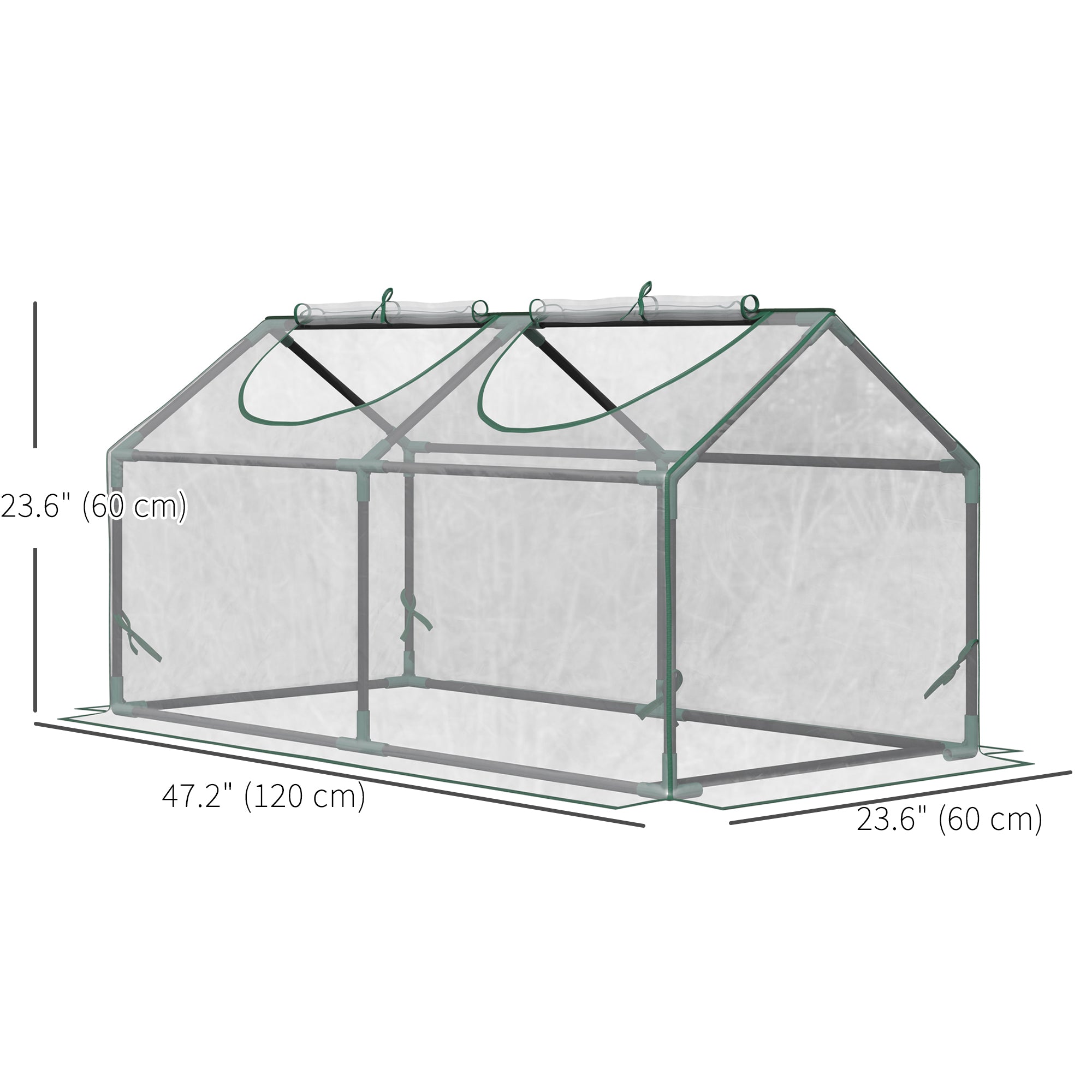 Outsunny 47" x 24" x 24" Portable Mini Tunnel Greenhouse Garden Planting Outdoor Flower Warm House Box with 2 Windows Steel Frame Weatherized Cover, Clear