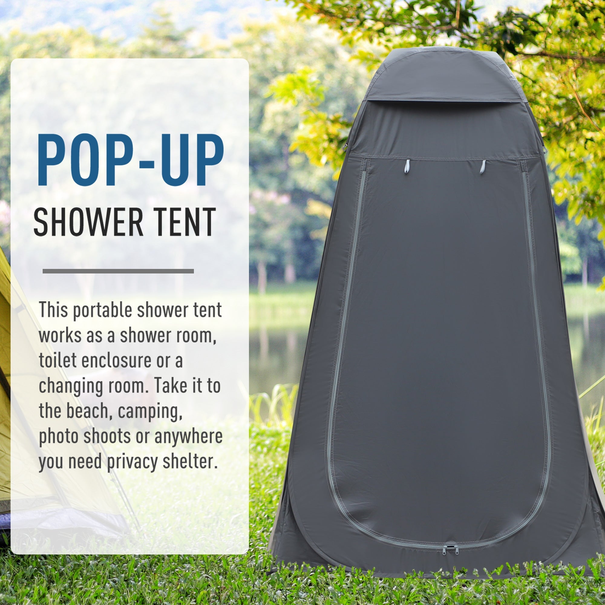 Outsunny Portable Pop Up Shower Tent Privacy Changing Room for Outdoor Dressing Fishing with Carry Bag Black