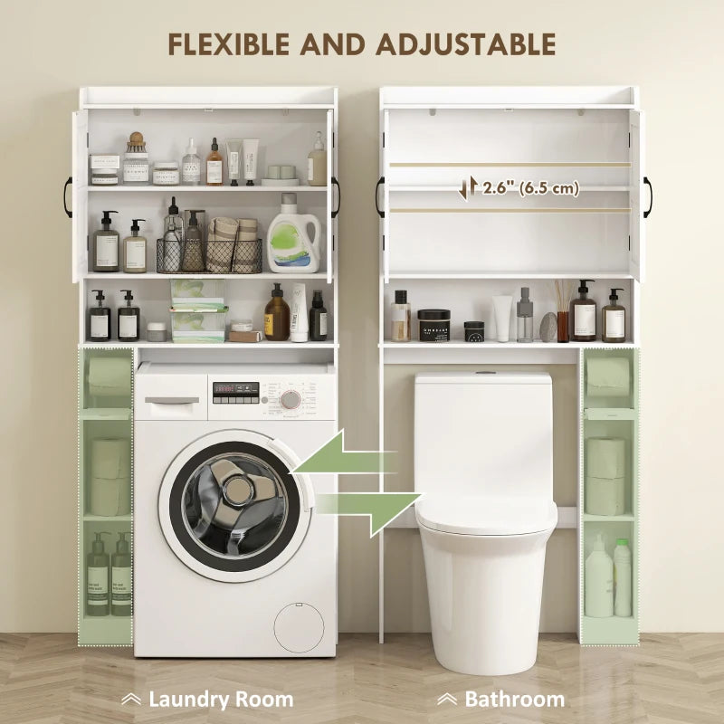 Over the Toilet Storage Cabinet, Bathroom Organizer with Adjustable Shelf, Toilet Paper Holder for Bathroom, Laundry