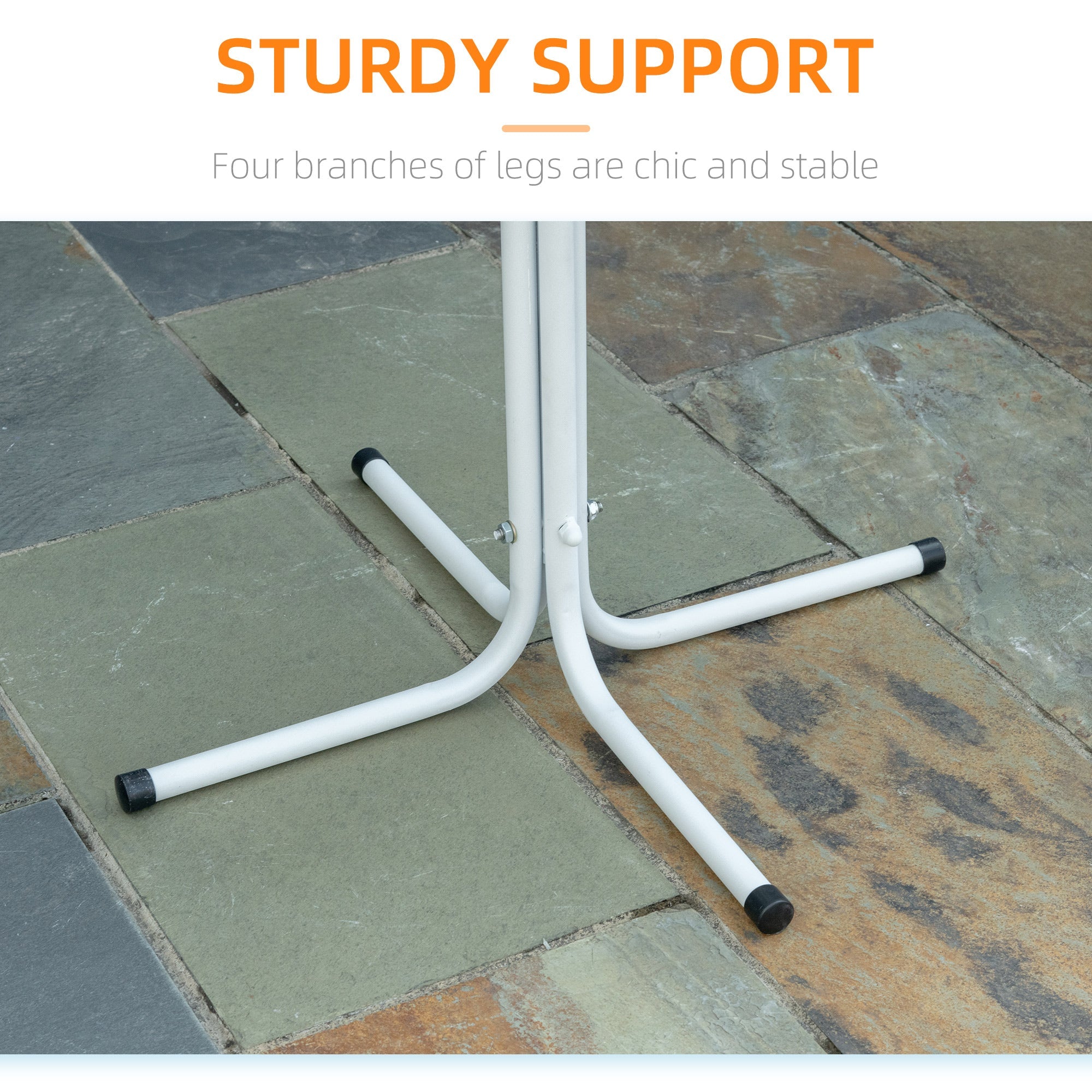 Outsunny 3pc Patio Bistro Set Outdoor Furniture with Chairs Round Table for Yard Porch Poolside Balcony White