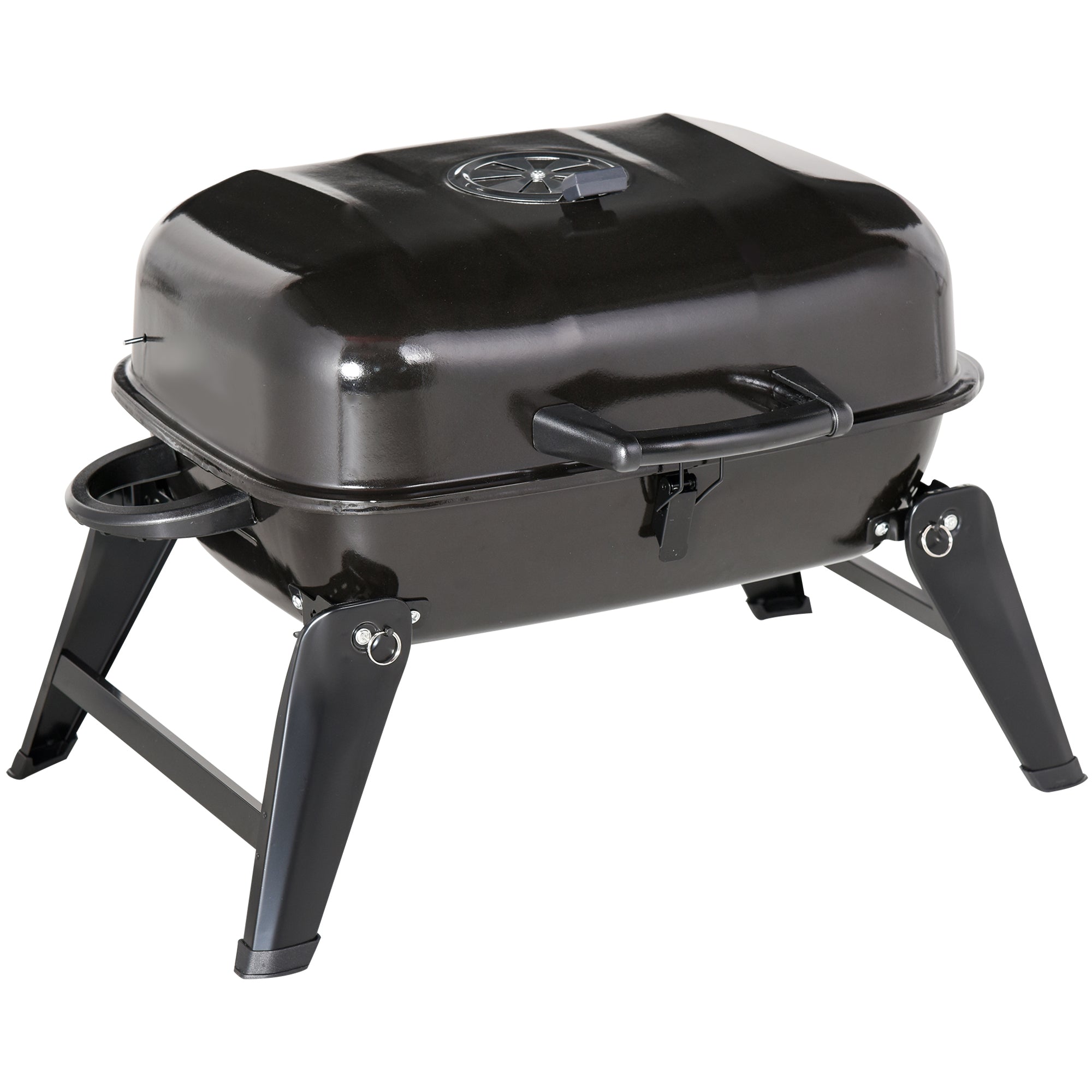Outsunny 23" Portable Tabletop Steel Charcoal Grill Outdoor BBQ Camping Picnic Cooker Barbecue Smoker w.Air Vent Black