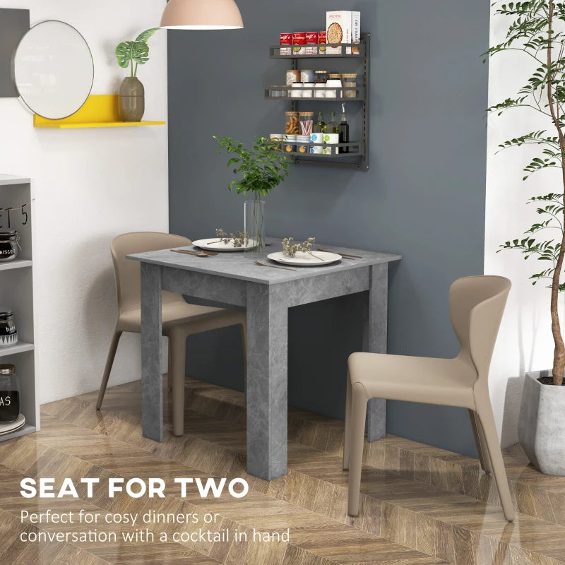 Square Dining Table, Modern Dining Room Table with Faux Cement Effect, Space Saving Small Kitchen Table, Cement Grey
