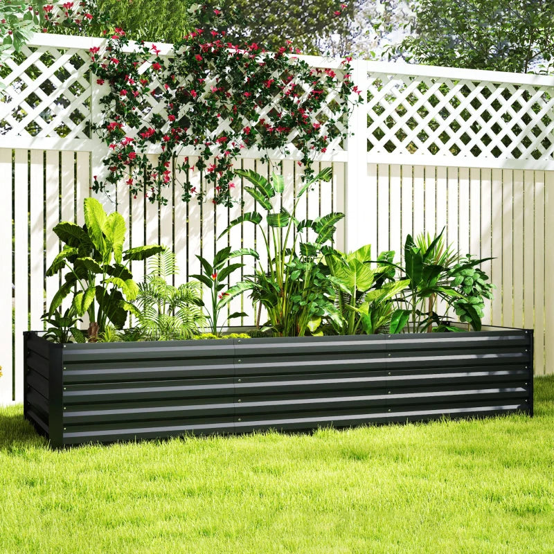8 x 2.6 x 1.5ft Galvanized Raised Garden Bed, Reinforced Outdoor Planter Box with Open Bottom, Dark Grey
