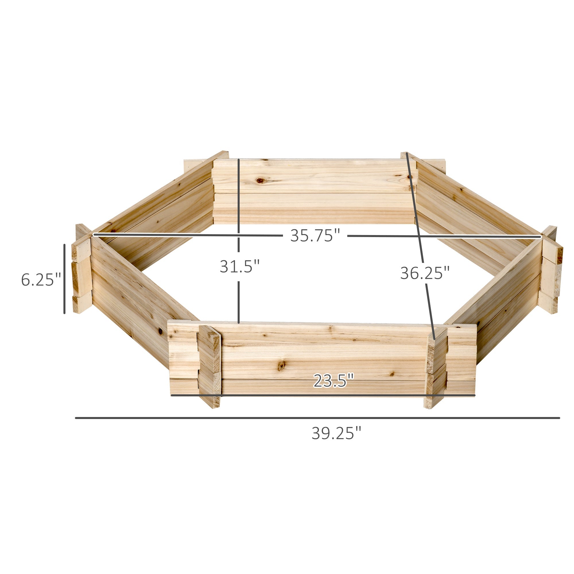 Outsunny 39" x 36" Screwless Raised Garden Bed Hexagon Planter Box Easy DIY Herb Garden Outdoor Patio Backyard Veggies Flowers