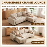 L-Shaped 4-Seater Sectional Sofa with Reversible Chaise, Spring Cushions & 2 Pillows