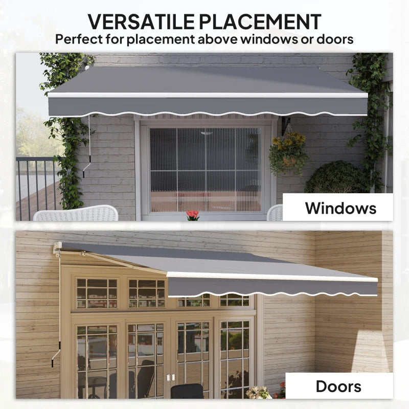 8' x 7' Retractable Awning, Patio Awnings, Sunshade Shelter with 280 g/m² UV & Water-Resistant Fabric, Dark Grey