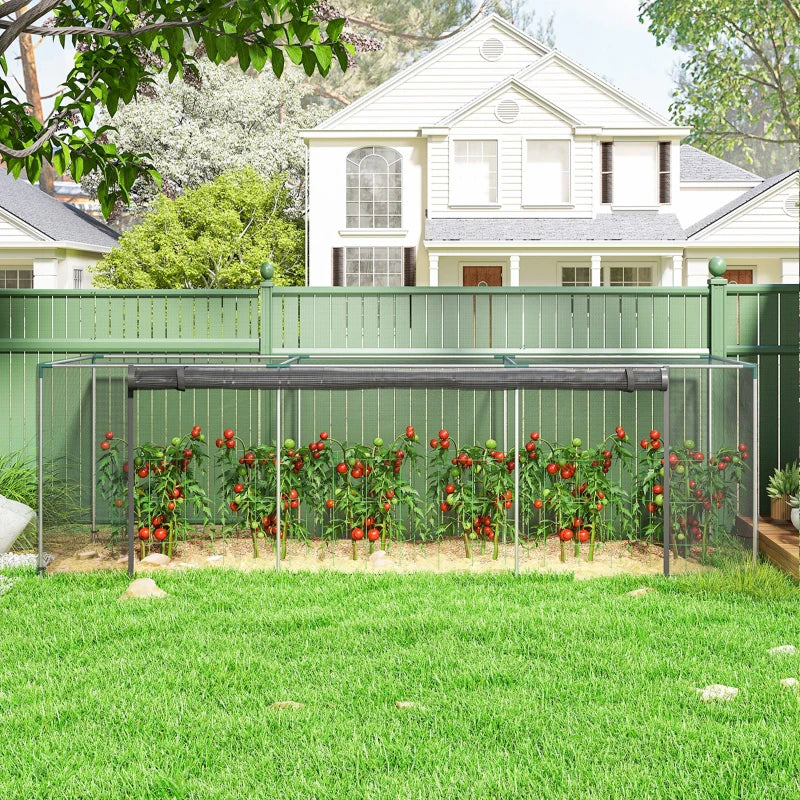 Galvanized Steel Crop Cage, Plant Protection Tent with Zippered Door, 12' x 4', Black