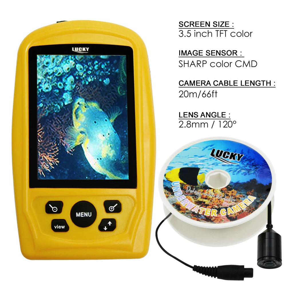 FF-3308-8 Portable Underwater Fishing & Inspection Camera System, 3.5" Color LCD Monitor, 20M Cable, 120° Wide-Angle Camera with IR LEDs