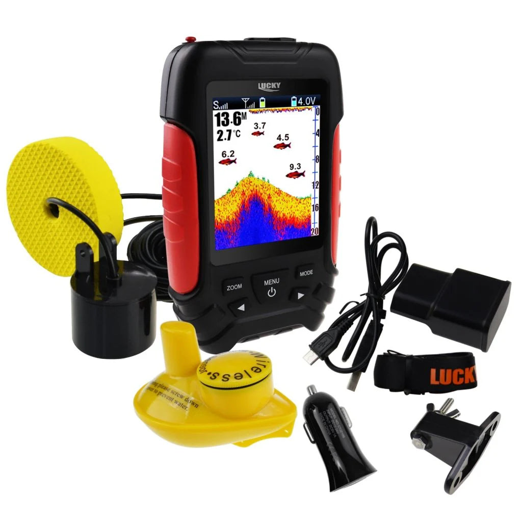 FF-168LIC 2-in-1 Wired & Wireless Fish Finder, 328 ft Wireless Range, 328 ft Wired Depth Detection, 2.8" LCD Display