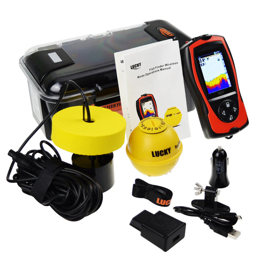 FF-1108-1CLA Wireless & Wired Color Fish Finder, 328 ft Wireless Range, 147 ft Wired Depth, 2.4" TFT LCD with Fish Attracting Light