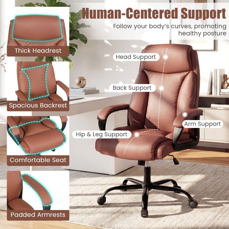 400LBS Big and Tall Chair High Back Executive Chair Ergonomic Leather Computer Chair