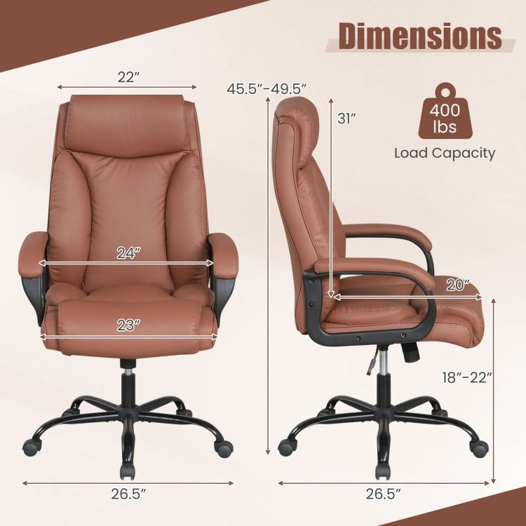 400LBS Big and Tall Chair High Back Executive Chair Ergonomic Leather Computer Chair