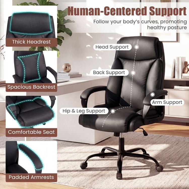 400LBS Big and Tall Chair High Back Executive Chair Ergonomic Leather Computer Chair