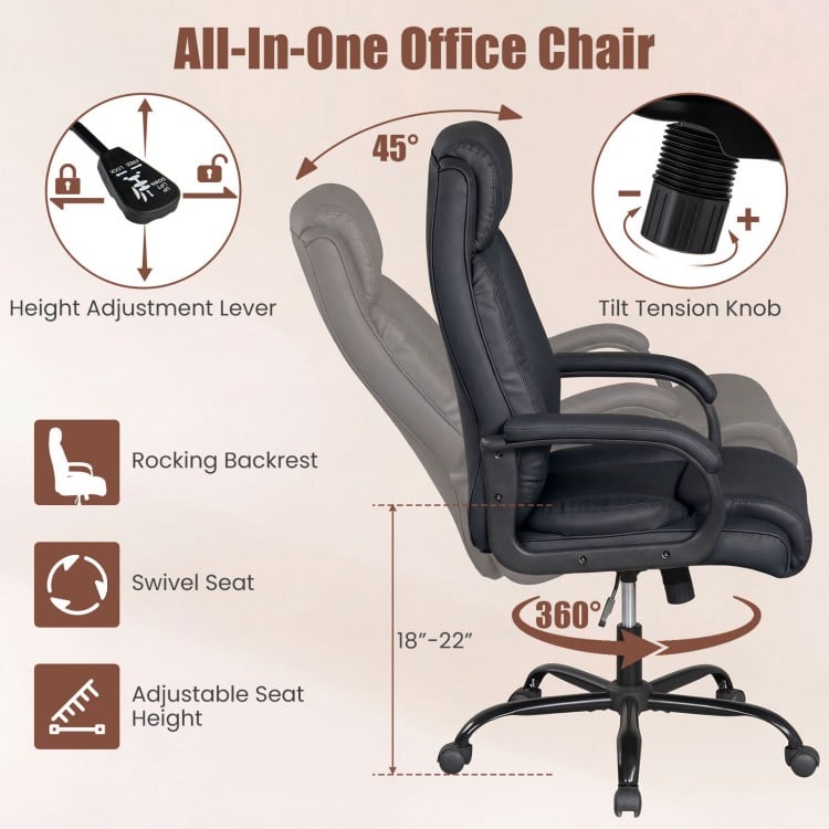 400LBS Big and Tall Chair High Back Executive Chair Ergonomic Leather Computer Chair