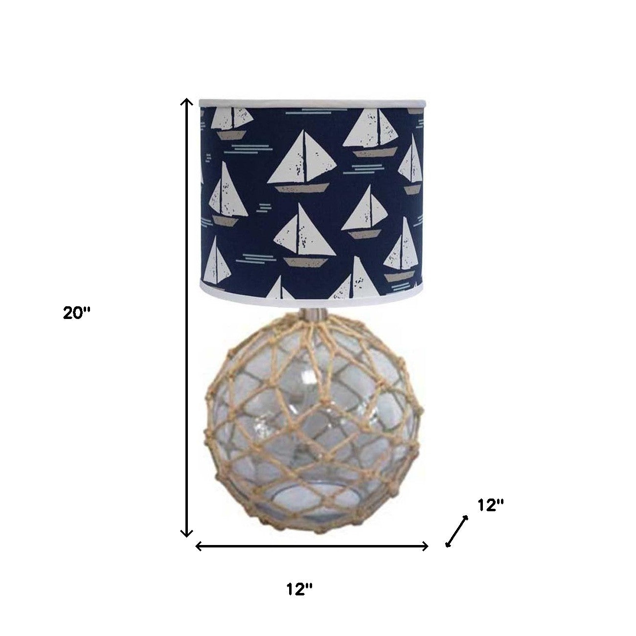 20" CLEAR Standard Table Lamp With Navy Blue Shade