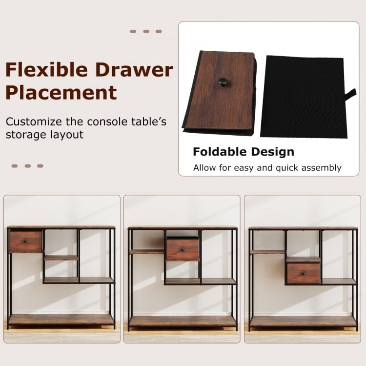 40 Inch Console Table Behind Sofa Couch with Storage-Rustic Brown