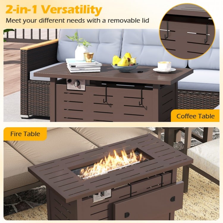 40 Inch Outdoor Propane Fire Pit Rectangle Gas Fire Table with Lava Rocks