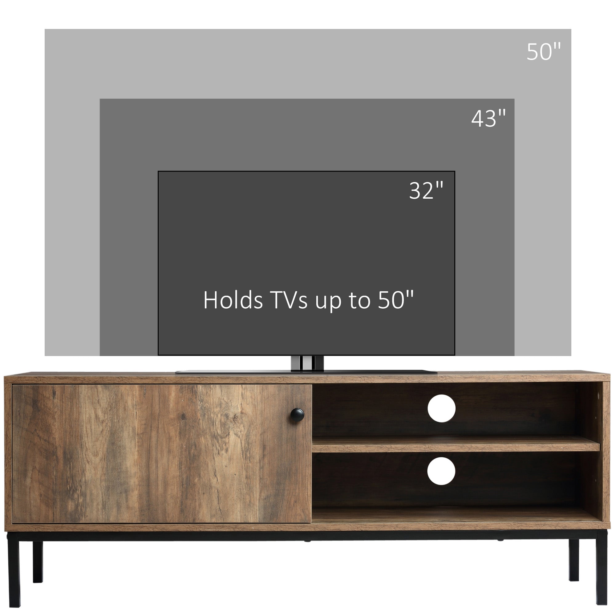 HOMCOM Vintage Flair: Retro TV Cabinet with 3 Compartments, Sliding Door Media Console for Living Room, Coffee Finish