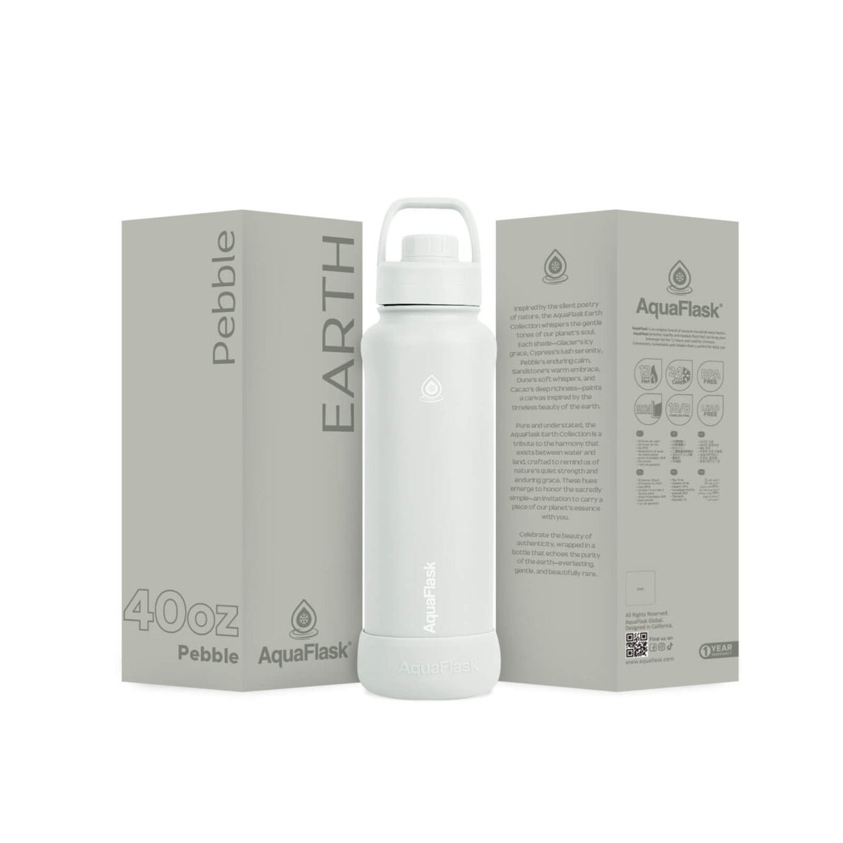 AquaFlask Earth Collection 40oz Insulated Stainless Steel Water Bottle – Hot & Cold, Leak-Proof, Reusable