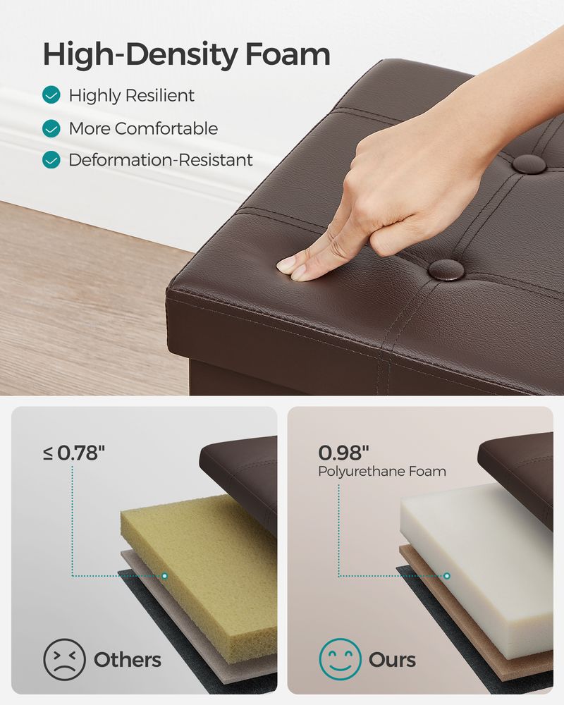 SONGMICS Folding Storage Ottoman Bench