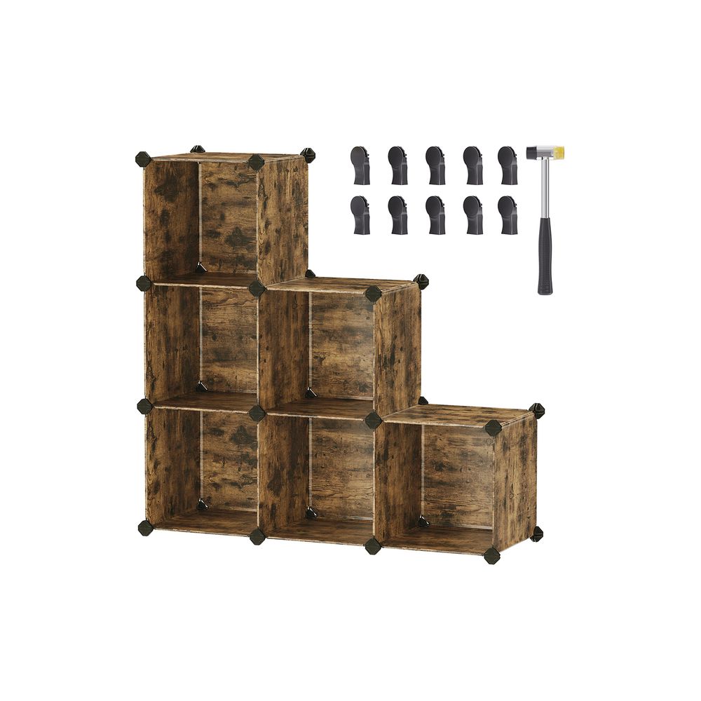 SONGMICS 6 Cube Storage Organizer with Feet and Rubber Mallet
