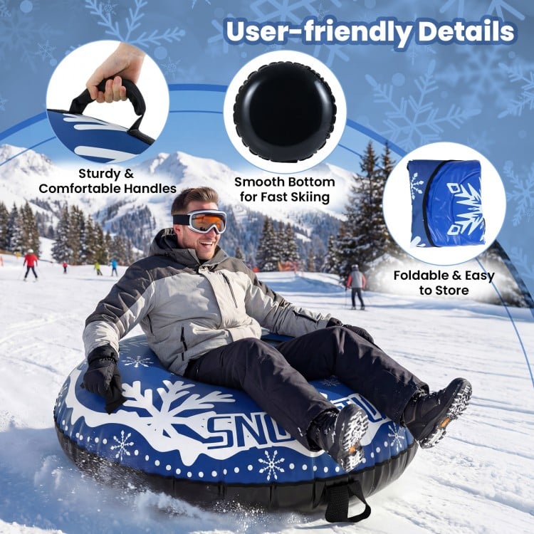 42" Heavy-duty Inflatable Snow Tube with Detachable Tow Strap