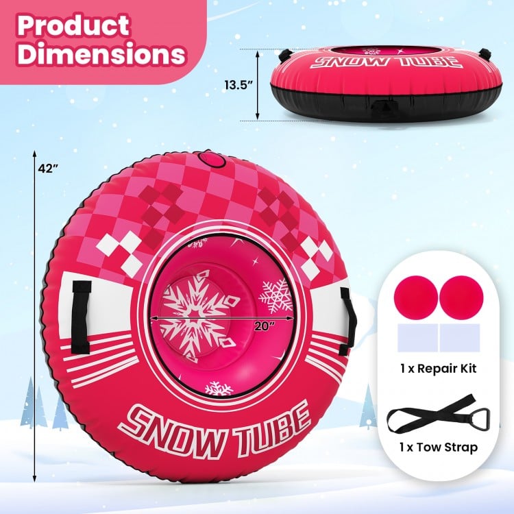 42" Heavy-duty Inflatable Snow Tube with Detachable Tow Strap