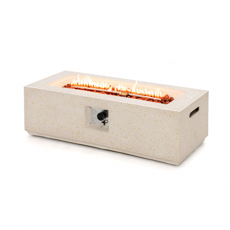 42 Inch 50,000 BTU Rectangle Terrazzo Fire Pit Table with PVC Cover