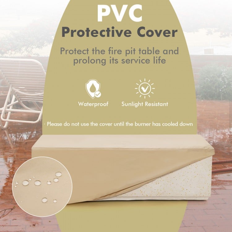 42 Inch 50,000 BTU Rectangle Terrazzo Fire Pit Table with PVC Cover