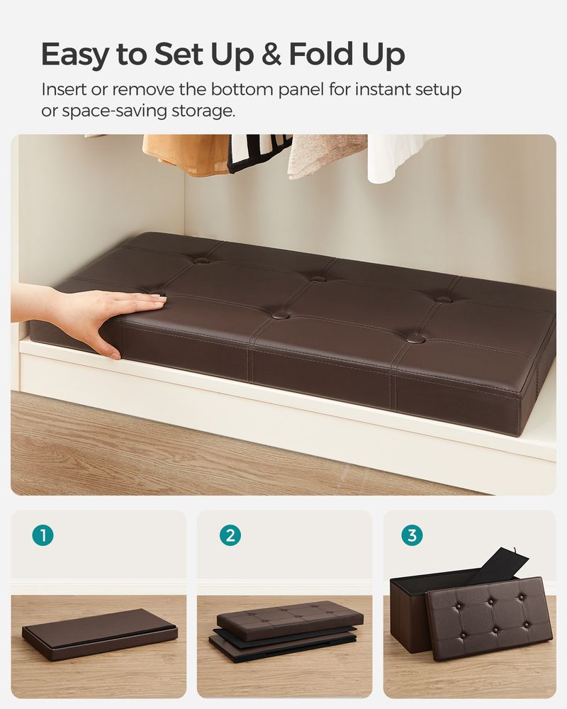 SONGMICS Folding Storage Ottoman Bench