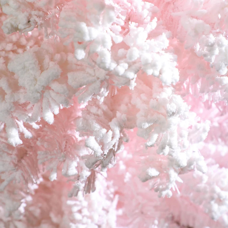 HOMCOM Flocked Pencil Christmas Tree with Realistic Branch Tips, Folding Metal Stand, Multicolor