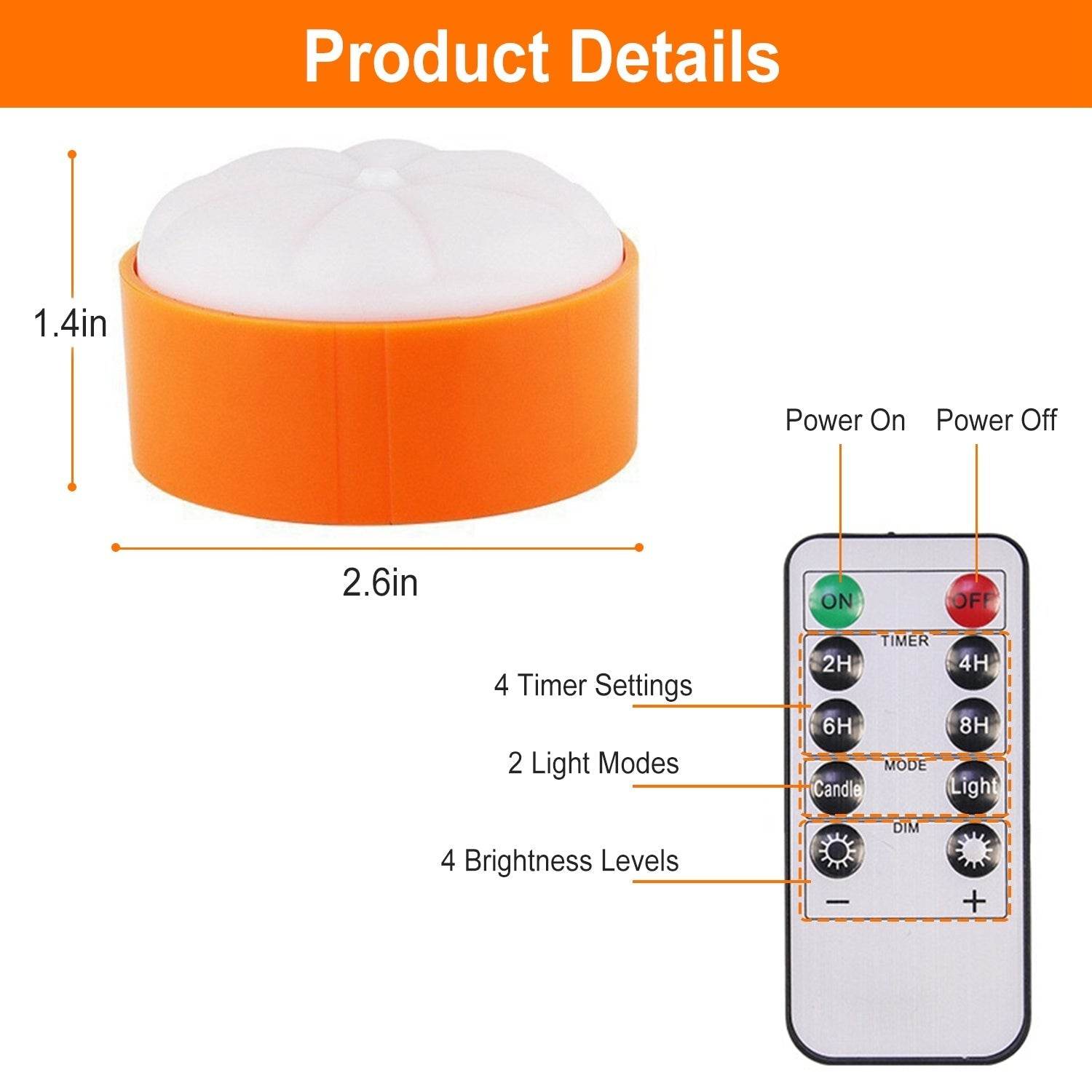 4 Pack Halloween LED Pumpkin Lights Battery Operated Halloween Decoration Lights With 2 Light Modes 4 Timer Setting Remorte Control For Party Pumpkin Decor